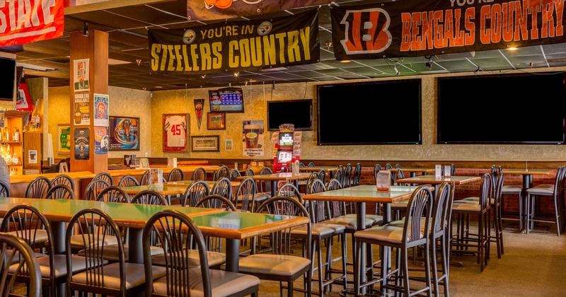 Inside, seating area