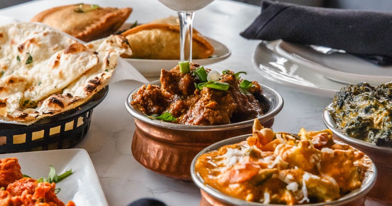 Assorted dishes, with Coconut Mojito