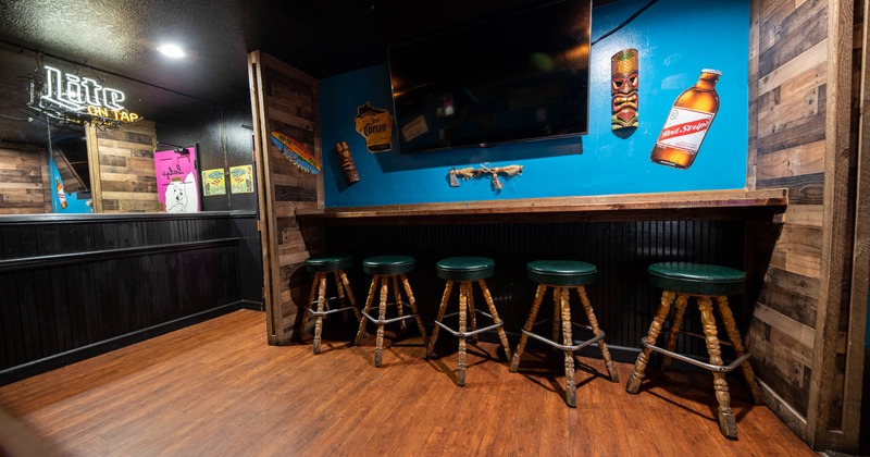 Interior, seating area with TV