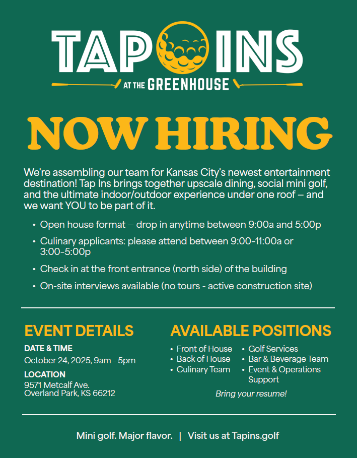 Tap Ins at the Greenhouse - Overland Park, KS