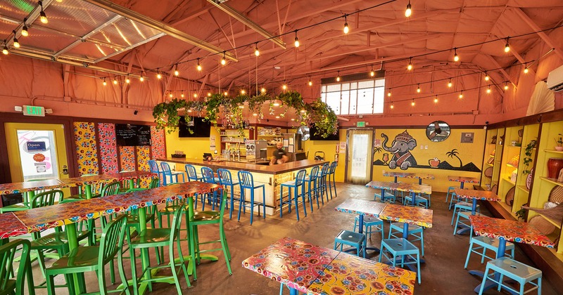 Interior, wide shot of dining area