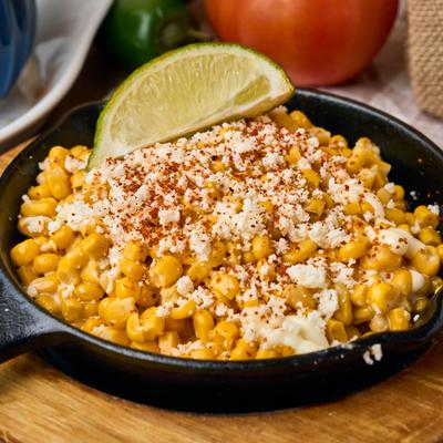 Mexican street corn off the cob.