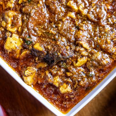 Beef brain masala, top view.