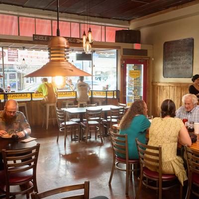 Guests in a seating area.