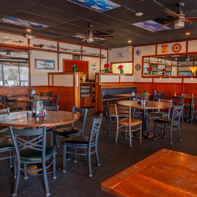 Interior, seating area.