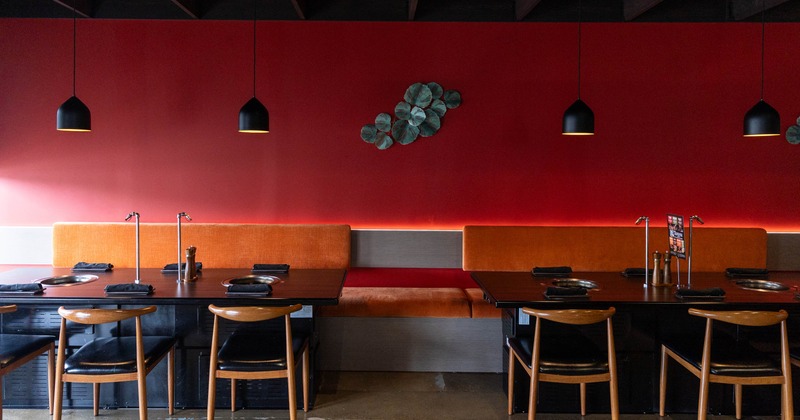 Interior, tables ready for guests