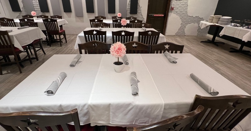 Dining area, table ready for guests