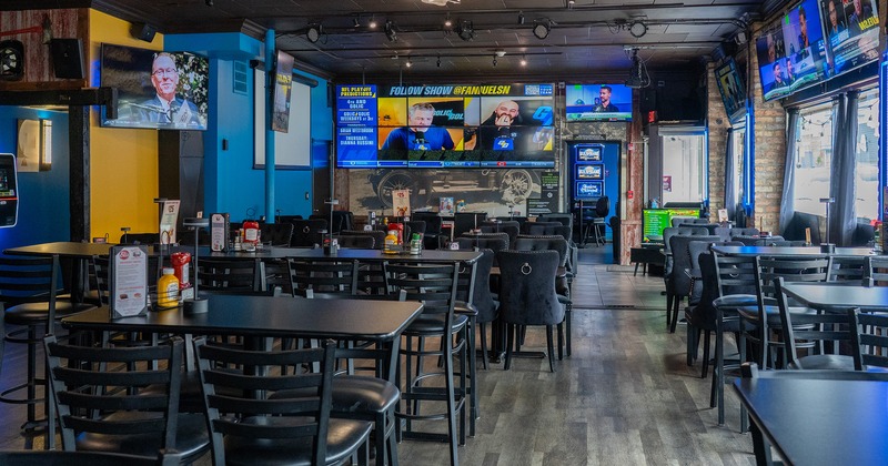 Sports bar interior, dining area