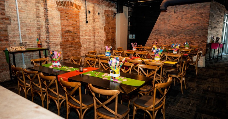 Dining tables with assorted candy