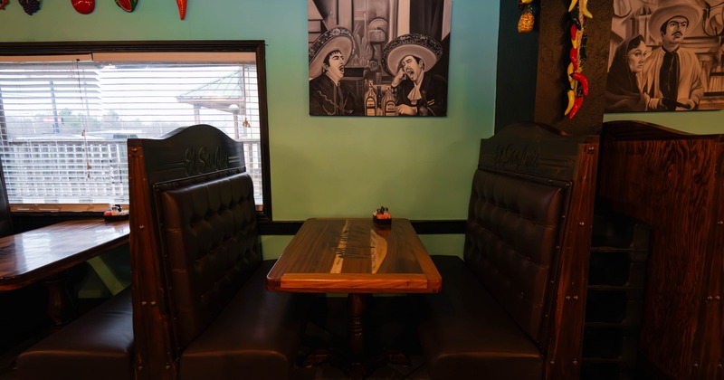 Seating booth made out of wood