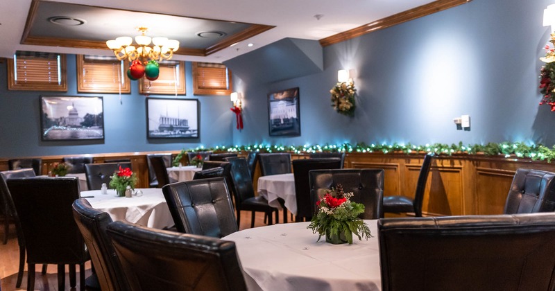 Interior, seating room decorated for an event