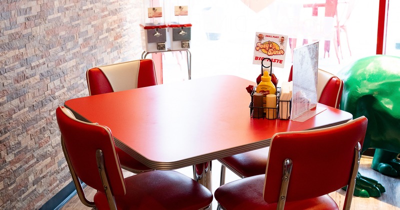 Dining table for four guests, close up