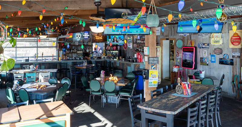 Decorated interior, seating area
