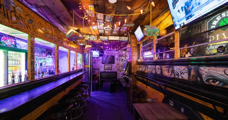 Covered seating area with chairs and tables