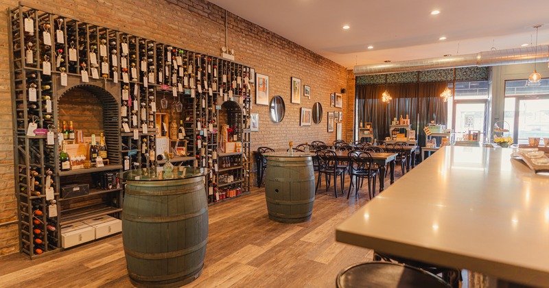 Seating area and a wine rack