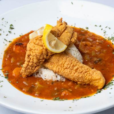 Shrimp Creole w Catfish.