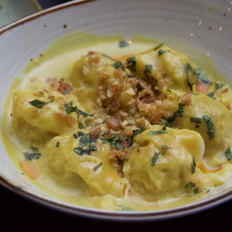 Yellow Coconut Curry Chicken Dumplings photo