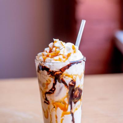 Glass of Chocolate Caramel Macchiato.