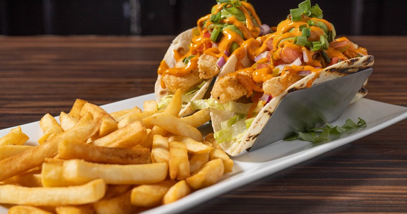 Fish tacos and fries