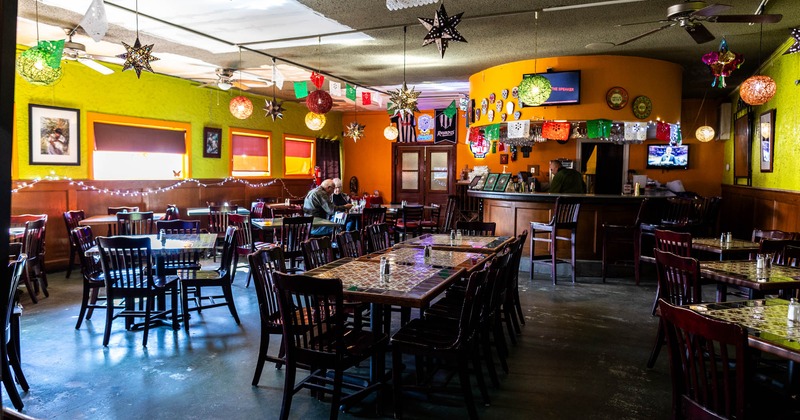 Interior, tables and chairs ready for guests