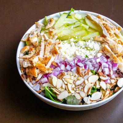 Chicken, apple and goat cheese salad.