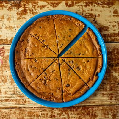 Chocolate Chip Pizza, top view.