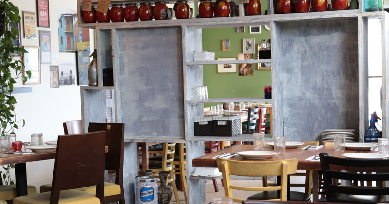Interior, tables ready for guests
