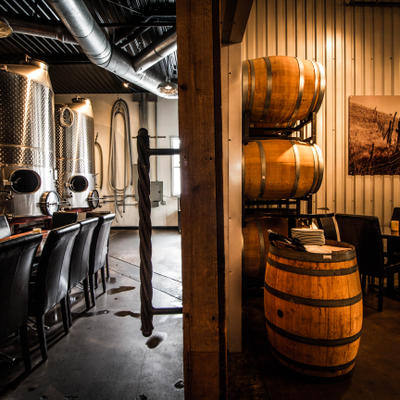 Times Ten Cellars tank room and barrel room for parties