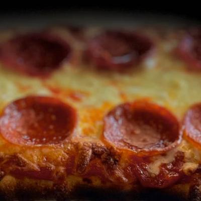 Pepperoni pizza, close-up view.