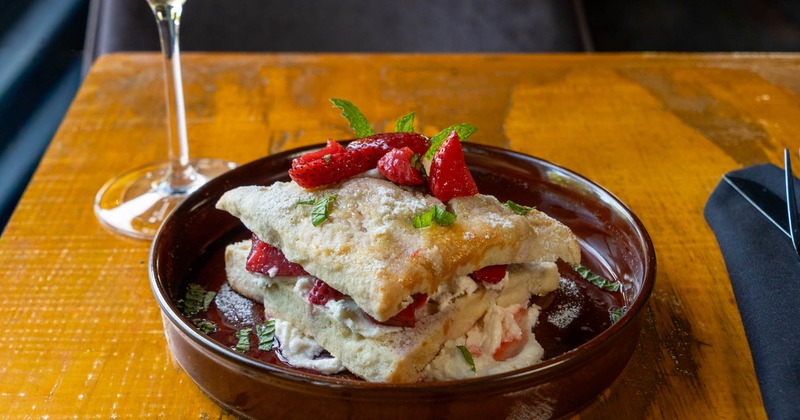 Strawberry shortcake, side view