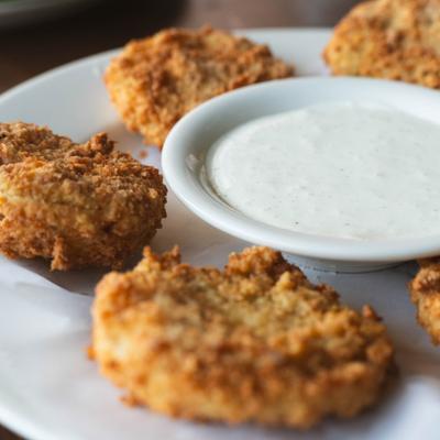 Fried green tomatoes and a dip.