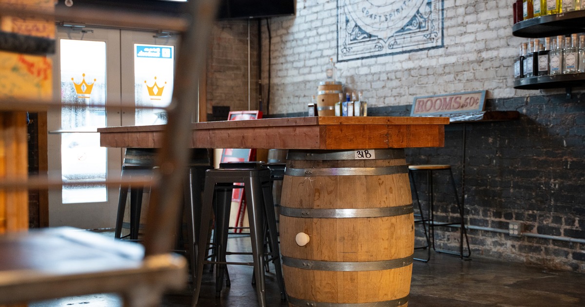 Seating area at the King City Distillery