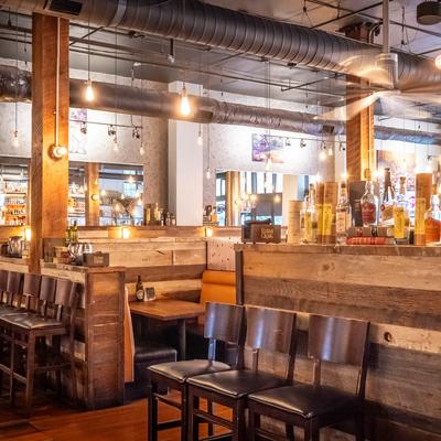 The interior space of the restaurant.