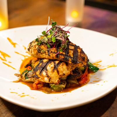 Grilled Chicken Breast, with roasted veggies.