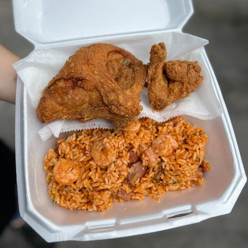 Jambalaya with 2pc. fried chicken photo