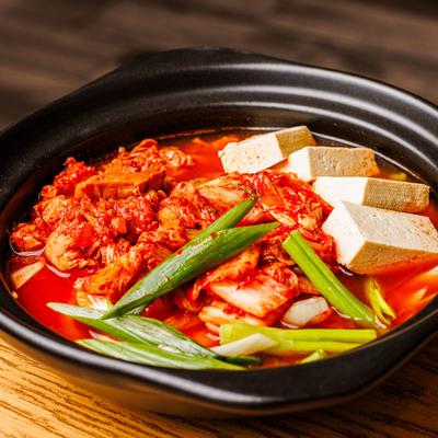 Spicy pork stew, with tofu and veggies.