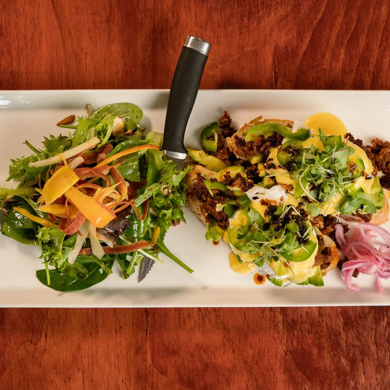 menu item 27 of 30, Chorizo, Avocado & Jalapeño Benedict