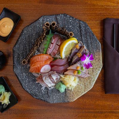 Sashimi sampler plate.