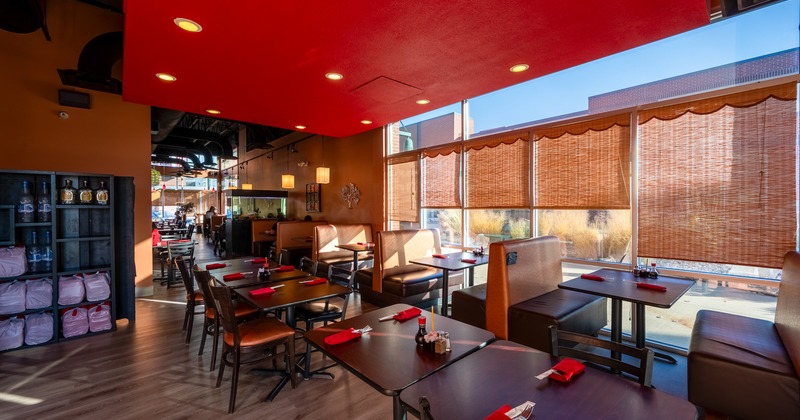 Diner area, tables and chairs