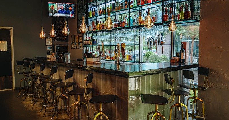 Interior, bar and bar stools