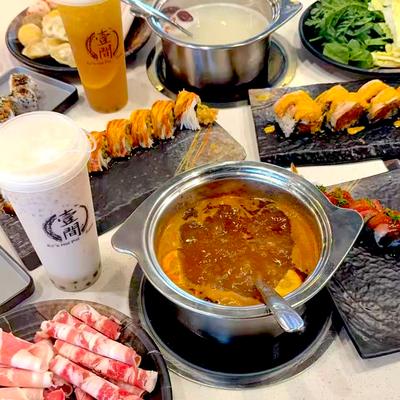 Various food and drinks.