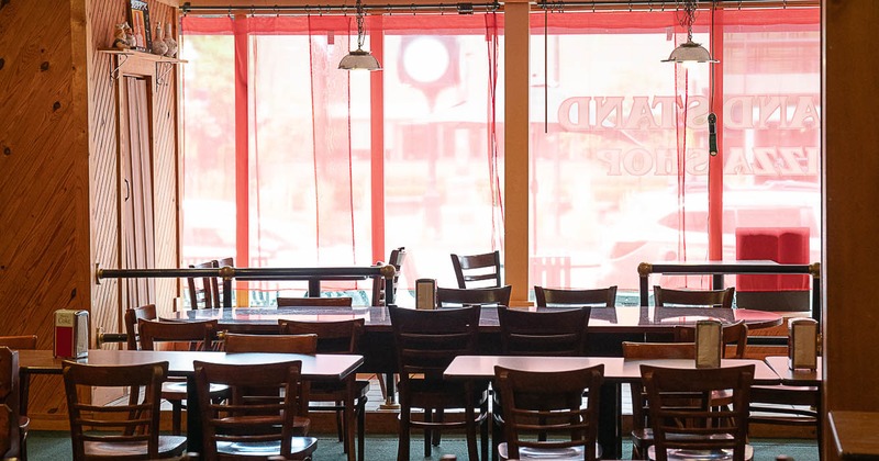 Interior, tables and chairs