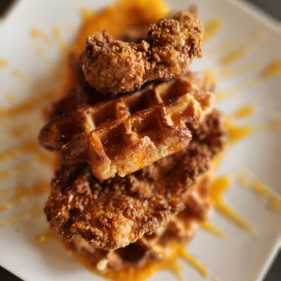 Sweet Potato Chicken & Waffles.