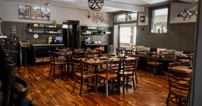 Dining area, set tables ready for guests