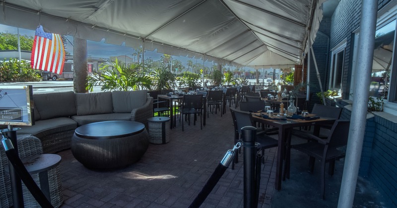 Covered seating area outside