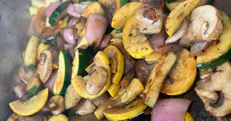 Roasted vegetables and mushrooms