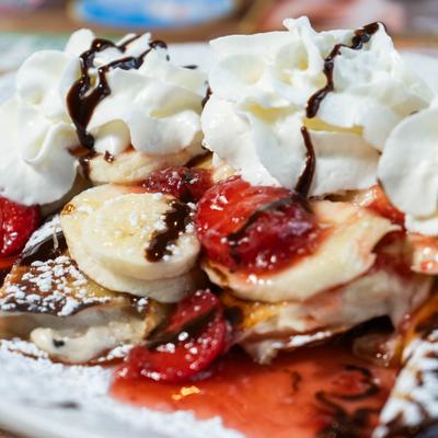 Strawberry and banana crepes.