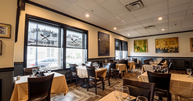 Interior, wide view of dining area