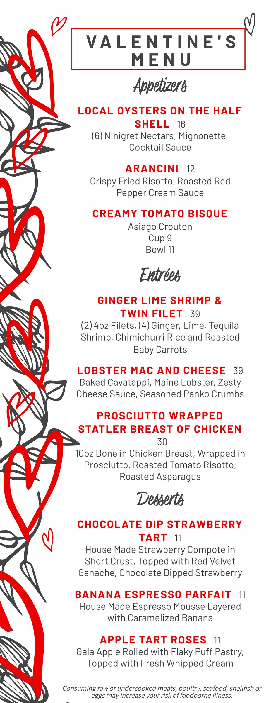 Valentine's Day Menu event photo