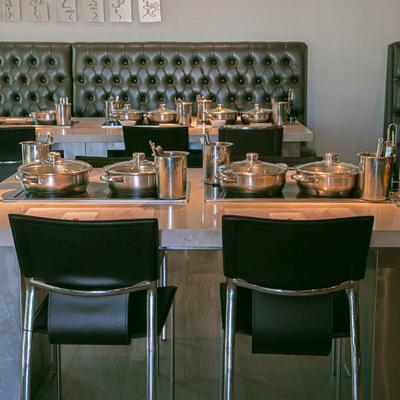 Dining area, grill tables.